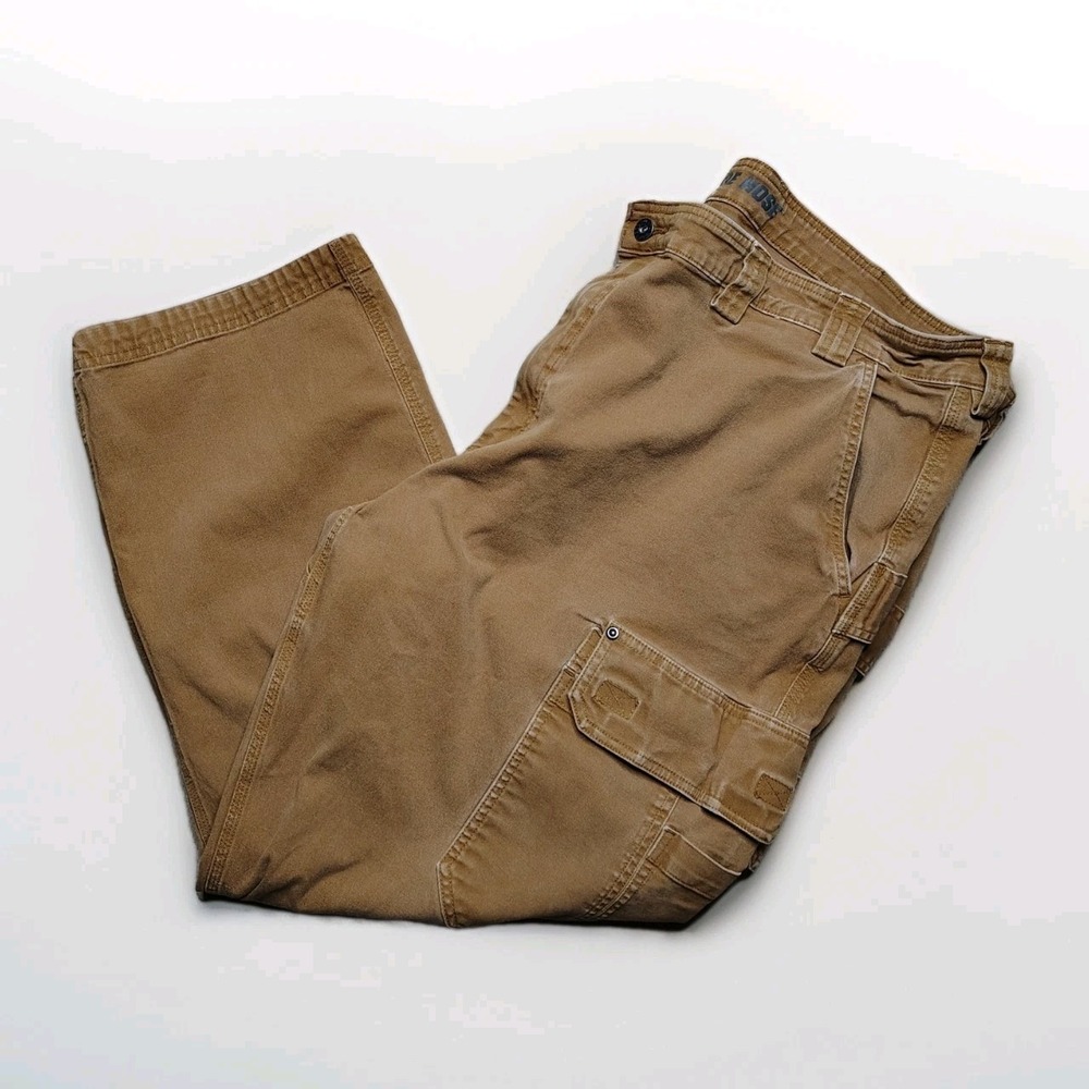 Duluth Trading Co Pants Mens 48x30 (46x28) Khaki Flex FireHose Cargo Relaxed Fit